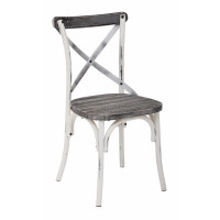 OSP Home Furnishings SMR424AW-C319 Somerset X-Back Antique White Metal Chair with Hardwood Vintage Crazy horse Seat Finish